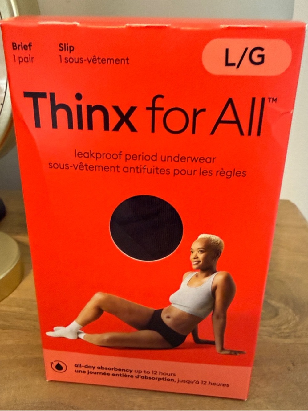Thinx for All Brief Packaging - Red with Black and White Accents